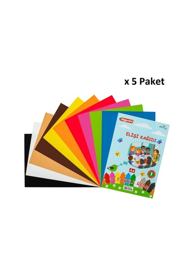 Bigpoint Elişi Kağıdı A4 Karışık 10 Renk - 80 Gram X 5 Paket