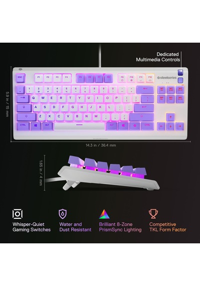 Steelseries Apex 3 Tkl Rgb Suya Ve Toza Dayanıklı Türkçe Gaming Klavye Amethyst