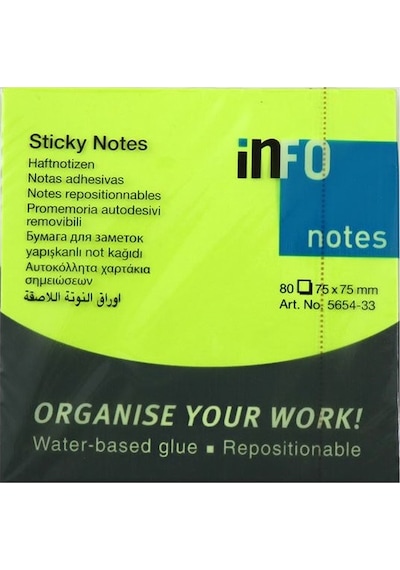 Info Notes 75x75 Fosfor Yeşil Postit 80 Yp 565433