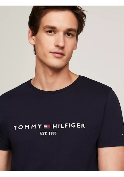 Tommy Hilfiger Erkek Core Tommy Logolu T-shirt - Mavi Mavi