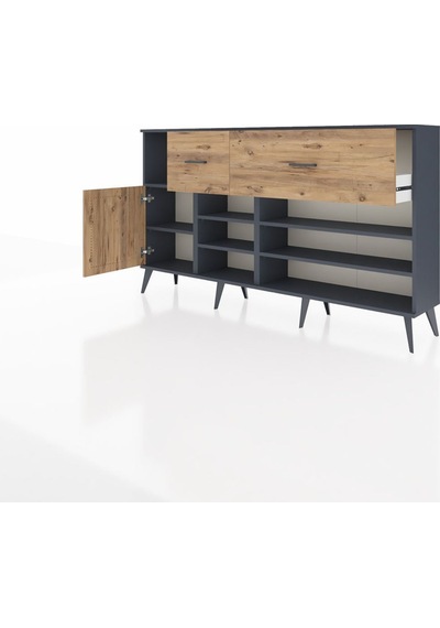 Arges Konsol 6 Raflı 2 Çekmeceli Tek Kapaklı 176x30x99 Antrasit-çam Atlas Çam - Antrasıt Arges Konsol 6 Raflı 2 Çekmeceli Tek Kapaklı 176x30x99 Antrasit-çam Atlas Çam - Antrasıt