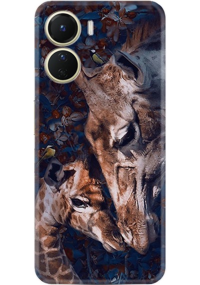 Vivo Y16 Kilif Resimli Silikon Flowers Giraffe 1338 566401232