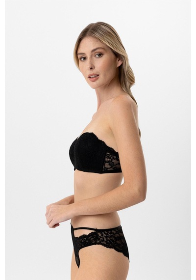 Pierre Cardin Lingerie Lotus Straplez Dantelli Sütyen Takımı Siyah