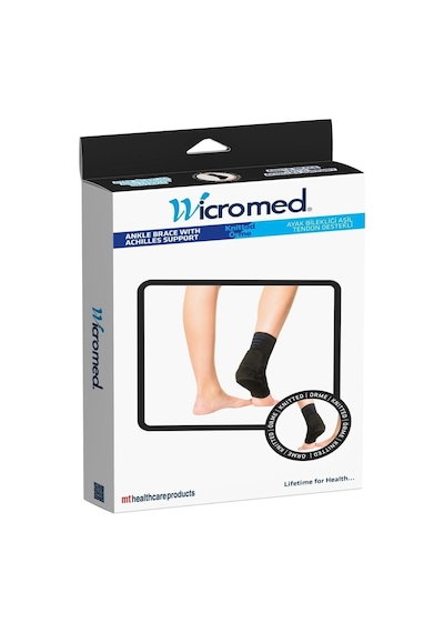 Wicromed Örme Örgü Aşil Tendon Destekli Ayak Bilekliği Siyah L Unisex L Genel