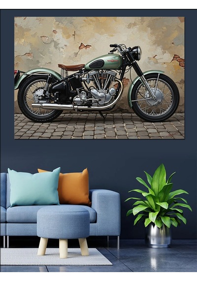 Ahşap Tablo Modern Tasarımlı Klasik Yeşil Motosiklet Yiyecek Ve İçecek Tabloları