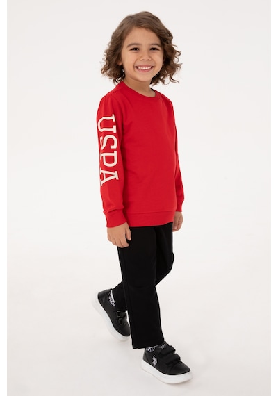 U.S. Polo Assn. Erkek Çocuk Kırmızı Basic Bisiklet Yaka Sweatshirt 50313831-VR171