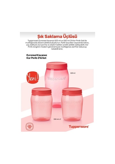 Kavanoz 825 Ml Ve 2 Adet 550 Ml. Kırmızı