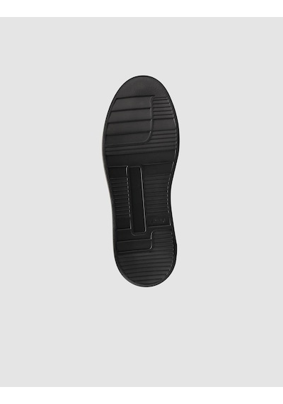 %100 Deri Bağıcıklı Siyah Erkek Sneaker Siyah
