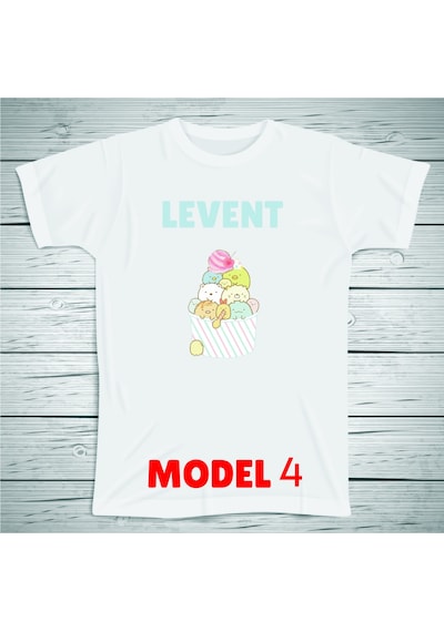 Penguen Karakterli Çocuklara Özel İsim Baskılı Tshirt , Micro Beyaz