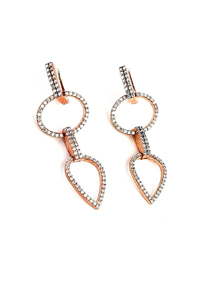 Zirkon Taşlı 925 Ayar Gümüş Rose Lüks Küpe