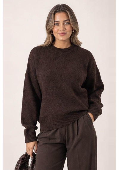 Fashion Friends Bisiklet Yaka Kahverengi Kadın Kazak 26k0061k1