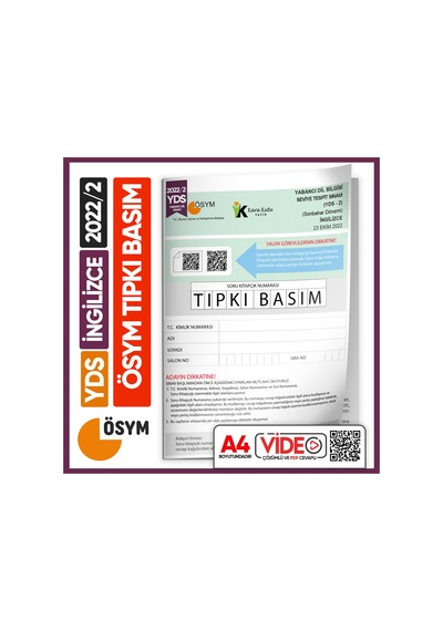 YDS 2022/2 ÖSYM Tıpkı Basım Çıkmış Soru Deneme Kitapçığı Video Çözümlü Türkiye Geneli