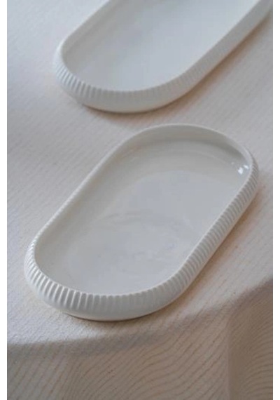 Acar Linea Oval Tabak 23x10x2cm Beyaz
