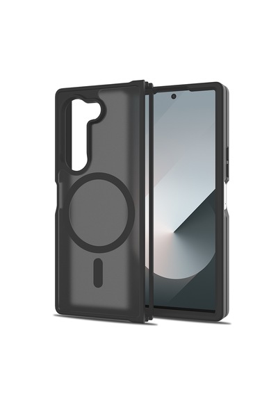 Samsung Galaxy Uyumlu Z Fold 6 Kılıf Kamera Korumalı M-safe Şarj Özellikli Yüzey Mat Darbe Emici Lunex Kapak Siyah