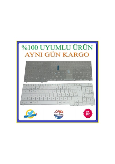 Asya.Depo Casper Uyumlu Cmu Klavye Tuş Takımı Beyaz Tr