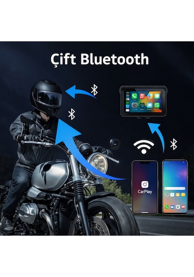 Gp Vovel M-790 6.25 Ekran Ön Arka Kameralı Motosiklet Carplay Multimedya Navigasyon Sistemi 6.2"