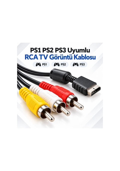 Ps1 Ps2 Ps3 Av Görüntü Kablosu Playstation Rca Ses Video Tv Bağlantı Kablosu