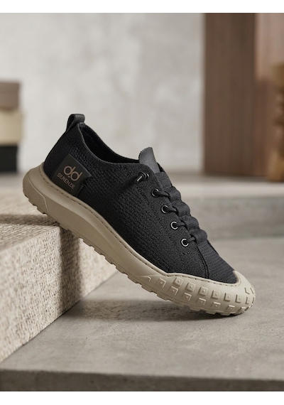 Ba0248 Boa Siyah Bej Taban Esnek Bağcıklı Ultra Hafif Nefes Alan Sneaker Ayakkabı