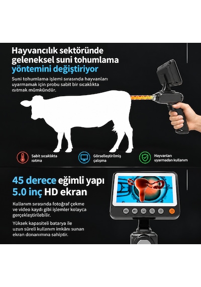 YS-3856 Görüntülü Suni Tohumlama Cihazı 5 İnç Ekranlı - Veteriner Endoskop Kamera