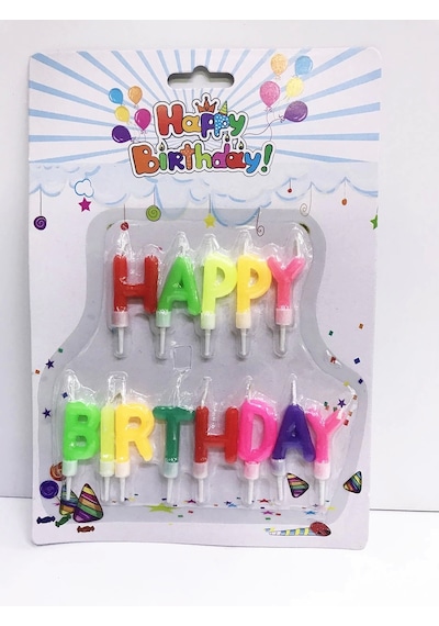 Happy Birthday Yazılabilen Rengarenk Doğum Günü Mumu Çok Renkli