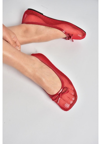 Fox Shoes Y274623315 Kırmızı File Kadın Babet