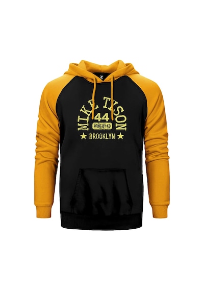 Mike Tyson 44 Wins By Knockout Sarı Renk Reglan Kol Kapşonlu Sweatshirt Sarı
