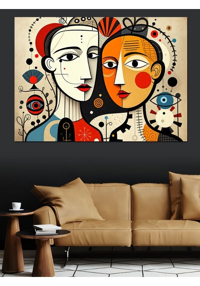 Soyut Yüzler Ve Sanat Dekoratif Kanvas - Mdf Ahşap Tablo