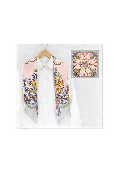 Deserto Fashion Gala Serisi Saten Polyemid Eşarp - Özel Günler İçin Göz Alıcı Parlaklık 90x90-1827 Çok Renkli