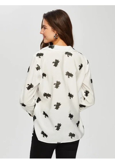 Faik Sönmez Allover Çiçek Flok Baskılı Tunik 014 Us25tnk01473 Ekru