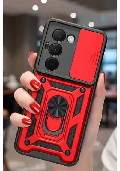 Xiaomi Redmi 15 4g İçin Uyumlu Sürgülü Korumalı Yüzüklü Standlı Magnetic Tpu Tank Kapak