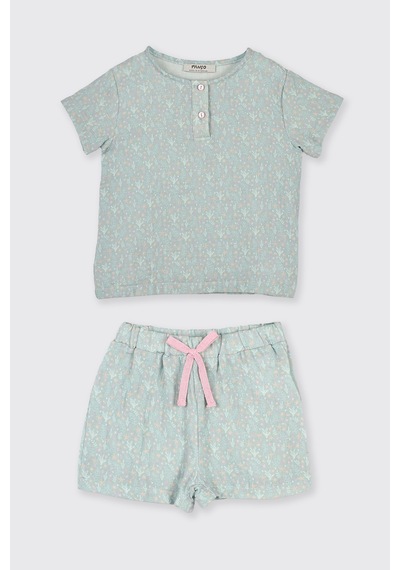 Panço Kız Çocuk Deniz Altı Desenli Mint Pijama Takımı Yeşil