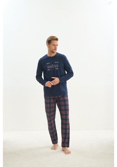 Sevim Erkek Uzun Kol Lacivert Pijama Takım C1t2n5o9 001