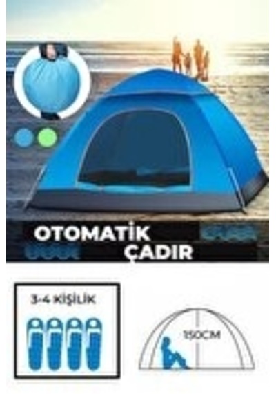 Otomatik Havada Açılan Su Geçirmez Çadır 4 Kişilik Sarı
