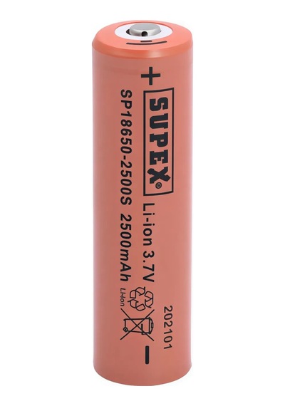 Supex Sp18650-2500s 3.7v 2500mah Li-ion Başlı Pil