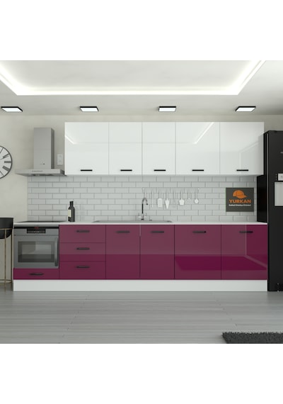 300 Cm Mutfak Dolabı Mdf Kapak Tezgah Dahil Yrkn320 102 Mürdüm