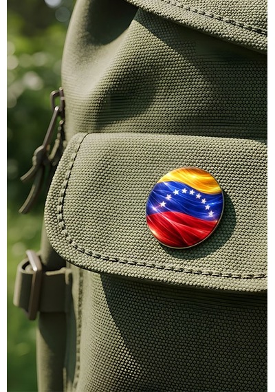 Venezuela Venezuela Abstract Ülke Bayraklı Buton Rozet - 44 MM 5 Adet Çok Renkli