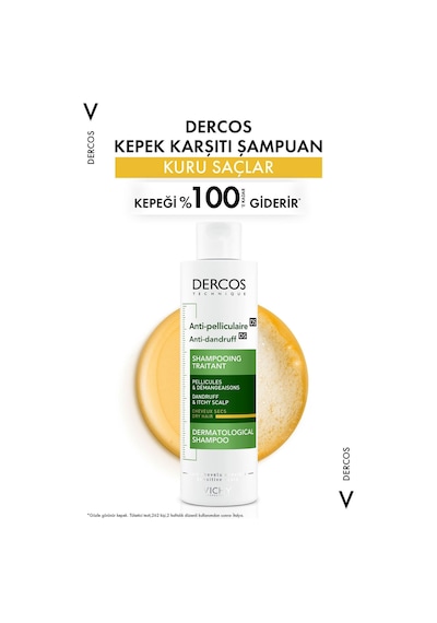 Vichy Dercos Anti-dandruff Şampuan Kepek Karşıtı Kuru Saçlar İçin 200 Ml Kepekli
