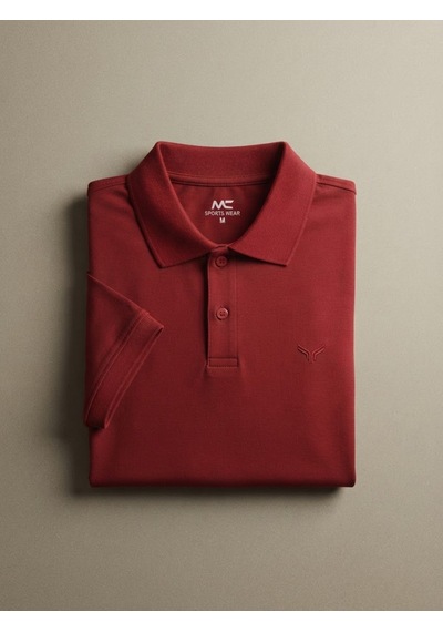 Maccali Erkek Bordo Amblemli Basic Polo Yaka Tişört
