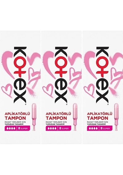 Kotex Aplikatörlü Tampon Süper 24 Lü Set 3pk 8