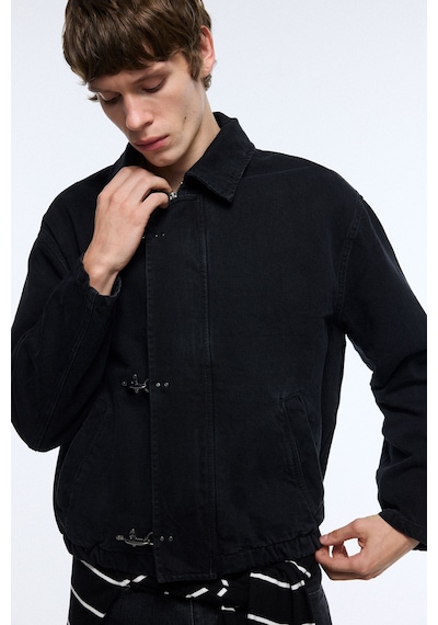 Defacto Relaxed Fit Metal Kanca Detaylı Pamuklu Jean Ceket I5787ax26aunm40 Siyah-nm40