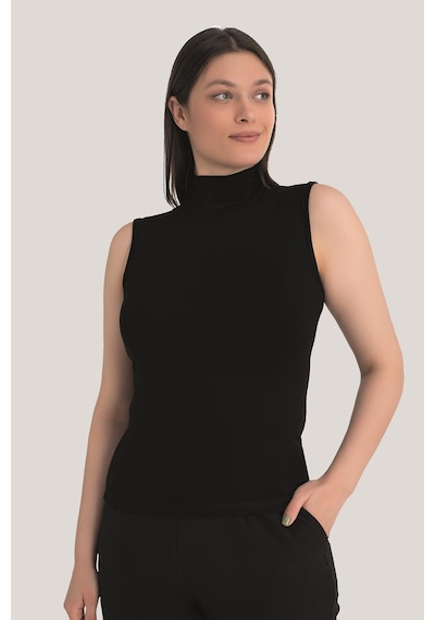 Arma Yıldız Kadın Siyah Balıkçı Yaka Kolsuz Body 3'lü Paket Siyah