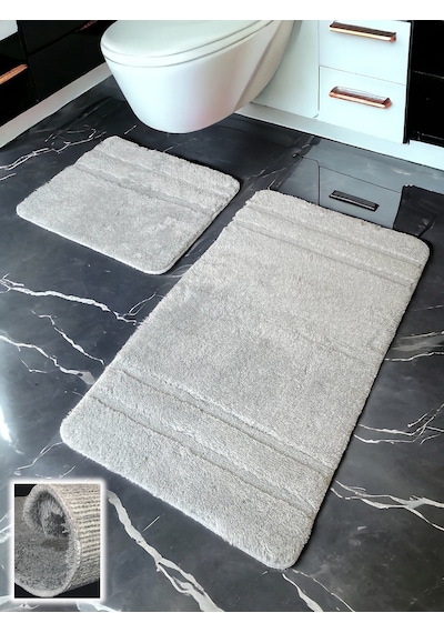Salzach Açık Gri 2li Banyo Paspası 60x100 50x60 Cm Açık Gri