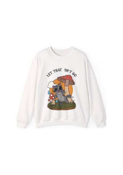 "bırak Gitsin Kedi" Baskılı Komik Ruh Sağlığı Sözlü Bisiklet Yaka Sevimli Kedi Mantar Desenli Motivasyonel Kedi Sever Öz Bakım Sweatshirt
