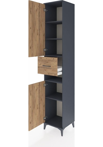 Hyperion Dolap 5 Raflı Tek Çekmeceli 2 Kapaklı 44x44x243 Antrasit-çam Antrasit