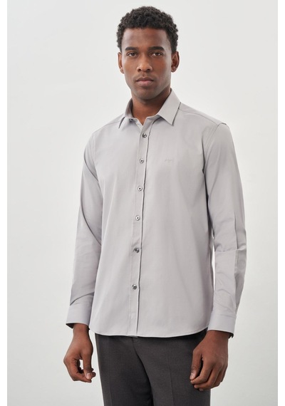 İmza Gri Uzun Kollu Sert Yaka Cepsiz Pamuklu Likralı Klasik Slim Fit Dar Kesim Gömlek 1004245234 Gri İmza Gri Uzun Kollu Sert Yaka Cepsiz Pamuklu Likralı Klasik Slim Fit Dar Kesim Gömlek 1004245234 Gri