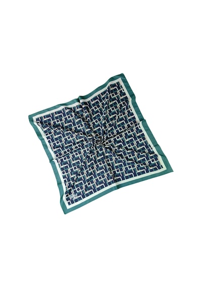 Mim Eşarp Vav İpek Kadın Micro Twill Sport Desenli Eşarp Zümrüt - Lacivert