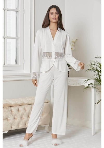 Pierre Cardin 5040 6'lı Modal Gecelik Sabahlık Çeyiz Seti Bordo 001