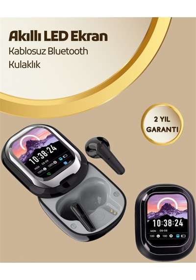 Akıllı Ekranlı Bluetooth 5.4 Kablosuz Kulaklık Dokunmatik Ve Şarj Kutulu - Diğer