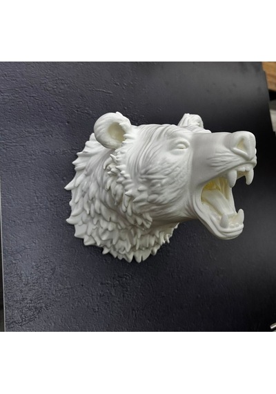 Beyaz Renk 3d Ayı Başı Duvar Dekoru