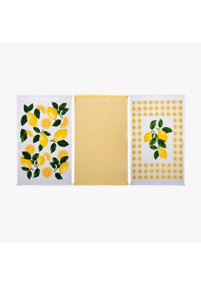 Limonara 3'lü Mutfak Havlu Seti Baskılı 40x60 Renkli-40x60